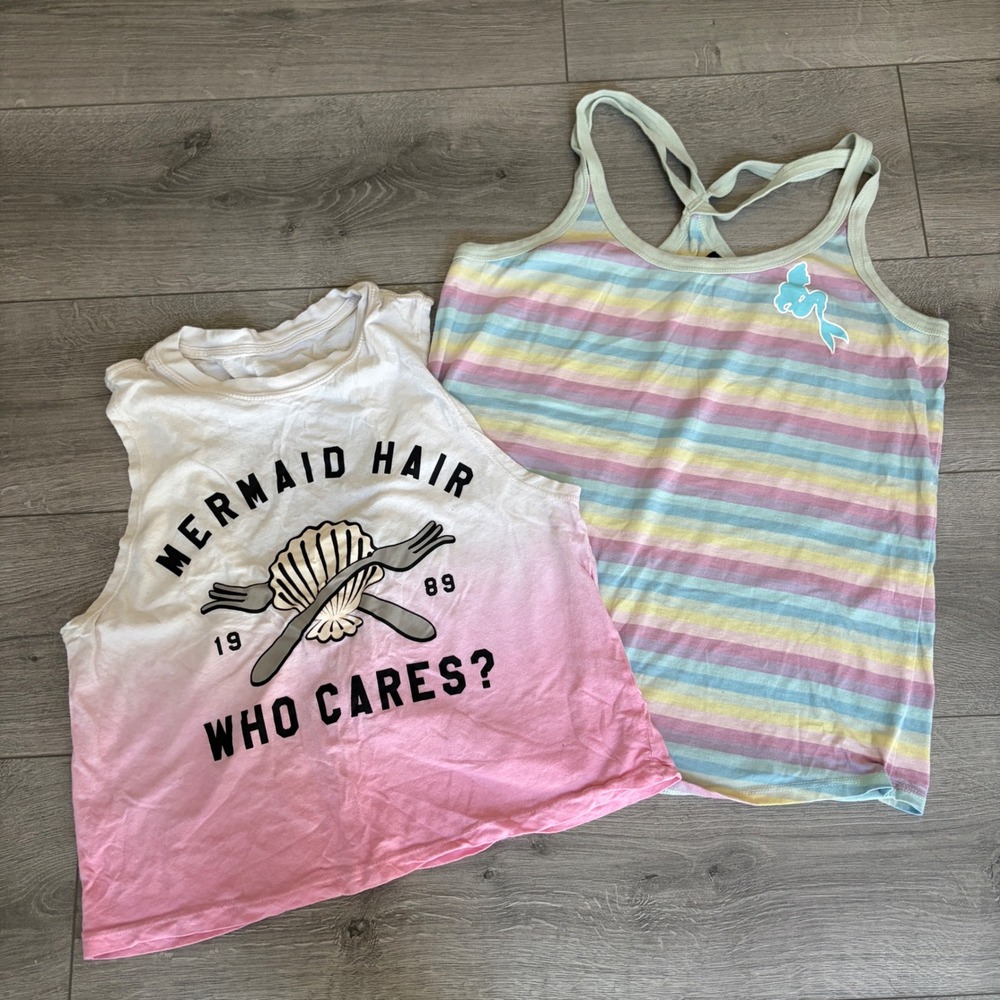 Disney Hot Topic Womens Little Mermaid Ariel Tank Top Crop Top Lot Medium M Pink